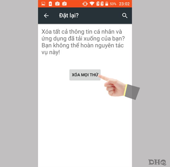 Chọn xóa mọi thứ